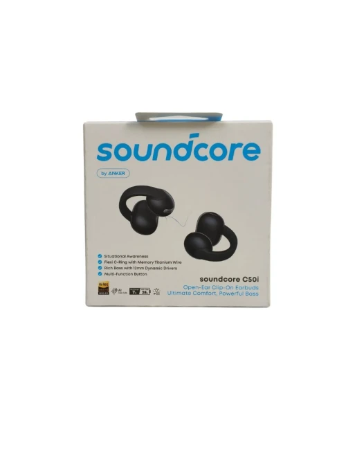 Ecouteurs Soundcore Anker C50i , Oreilles Libres, Clips, Confort Ultime, FlexiClip, transducteurs 12 mm, Basses puissantes, appels IA Nets, 28h , Hi-Res, IP55, Bluetooth 6.0