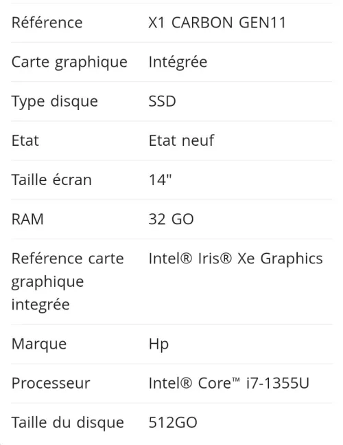 Lenovo thinkpad X1 carbon i7 