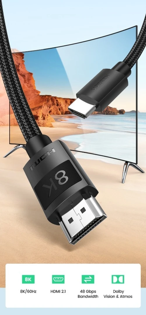 UGREEN Câble HDMI 2.1  8K 60Hz * 4K 120Hz * UHD Haute Vitesse 48 Gbps  * 1M * 2M * 3M* 5M
