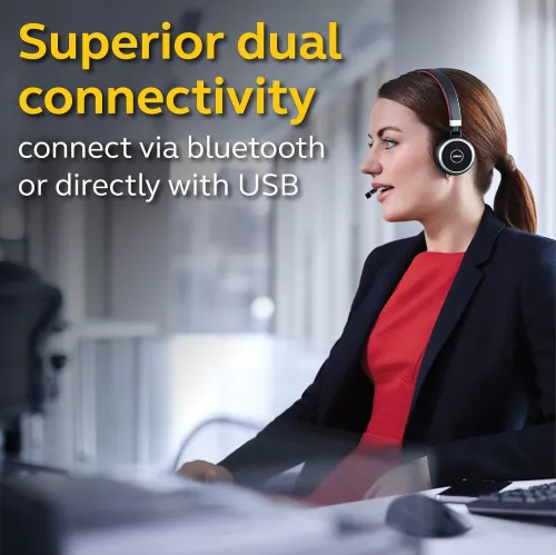 Jabra Evolve 65 Micro-casque sans fil stéréo pro réduction bruit Bluetooth certifié Microsoft Teams