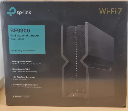 TP-Link Archer BE550 Routeur WiFi 7 BE9300Mbps Canaux 320 MHz, Bande 6GHz + 5 Ports 2.5G Mesh + VPN