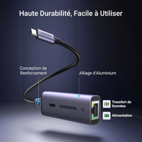 UGREEN USB C vers RJ45 Ethernet 2.5 Gigabit iPhone 16 MacBook Air iPad 2024 Surface Galaxy S25 Ultra