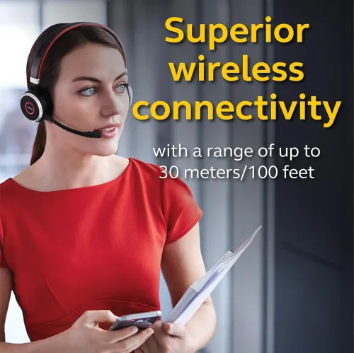 Jabra Evolve 65 Micro-casque sans fil stéréo pro réduction bruit Bluetooth certifié Microsoft Teams