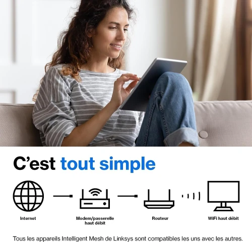 Linksys Routeur WiFi 6 Mesh Double Bande Hydra 6 (AX3000) + excellent Pour Modem Fibre Optique FTTH 