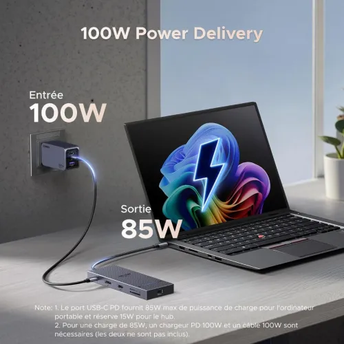 UGREEN Revodok Pro Hub USB C HDMI 4K60Hz DisplayPort 4K120Hz 11 en 1 / Ethernet Gigabit + 10Gbps + PD 100W + Carte SD TF 3.5mm
