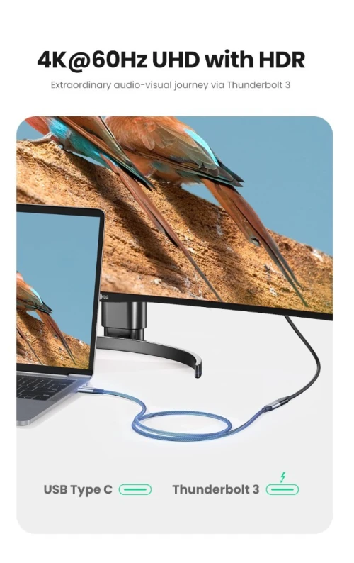 Ugreen Câble extension USB Type C 3.1 Gen2 mâle à femelle , 4K, 100 W, 1 mètre 