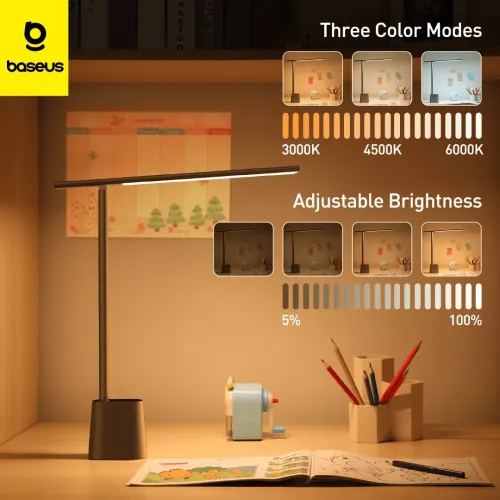 Baseus Lampe de bureau lecture pliante Rechargeable Smart Eye ( Smart Light ) Luminosite Reglable