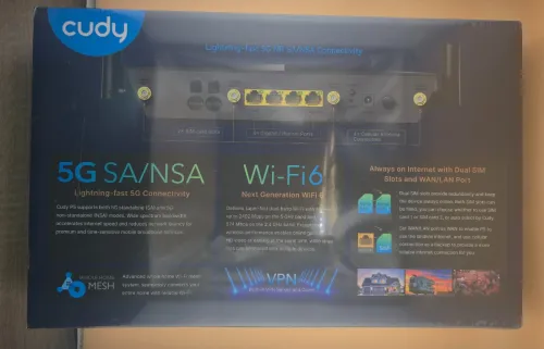 Cudy P5 Routeur 5G NR SA NSA WiFi 6, AX3000 Dual SIM, Qualcomm IPQ5018, SDX62, 4 x 4 MIMO, Open VPN