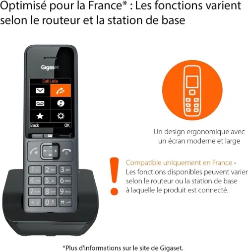 Gigaset Comfort 520A Duo - 2 Téléphone DECT sans Fil avec répondeur - Design élégant - Blocage d'appels - 200 Contacts [Version française]