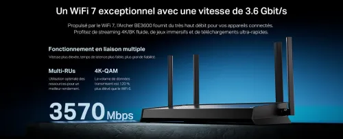 TP-Link Archer BE3600 Routeur WiFi 7 +  2 Ports 2.5G + 4 antennes à Haute Performance