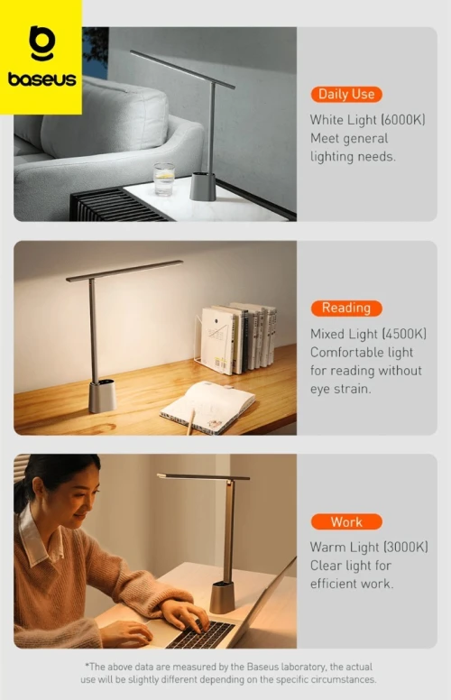 Baseus Lampe de bureau lecture pliante Rechargeable Smart Eye ( Smart Light ) Luminosite Reglable