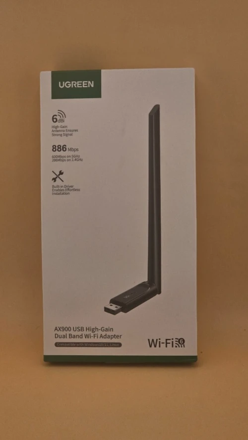 UGREEN Clé USB WiFi 6 AX900 Antenne WiFi à Gain Élevé 6dBi Double Bande & Pilote Intégré