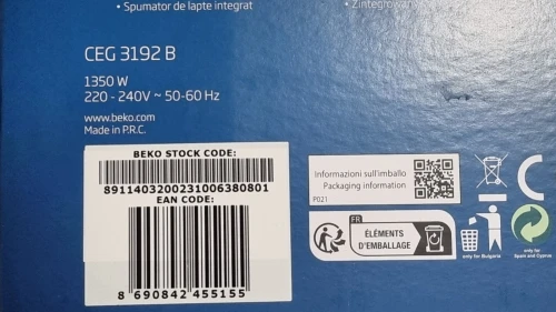 beko CEG3192B Machine a Café a Grain Expresso avec broyeur