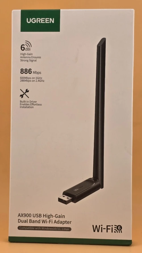 UGREEN Clé USB WiFi 6 AX900 Antenne WiFi à Gain Élevé 6dBi Double Bande & Pilote Intégré
