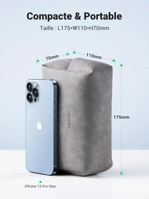 UGREEN Sac Rangement Accessoires Électroniques MacBook Étanche Câbles Organisateur Pochette Léger pour Câbles, Chargeur, Écouteur, Disque Dur, Switch, Mp4, Batterie Externe, Cartes Mémoires, Clé USB