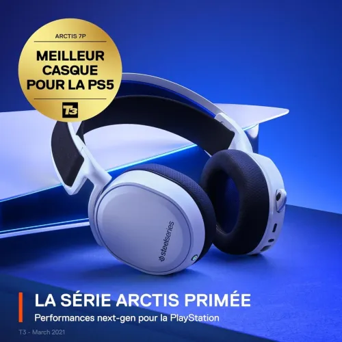 SteelSeries Arctis 7P+ Casque gaming sans fil ans perte 2,4 GHz - PS5 PS4 PC, Mac Android et Switch