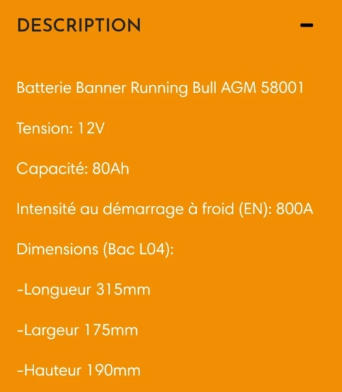 BATTERIE AGM 80AH