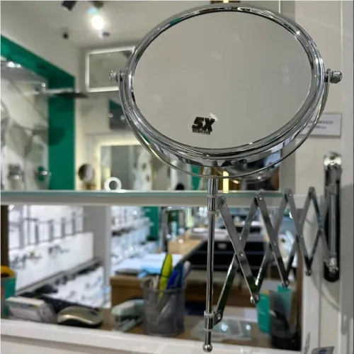 MIROIR GROSSISSANT DOUBLE FACE PRADEL DANA AUTO ZOME X5 MURAL ROND EXTENSIBLE 17 CM CHROME