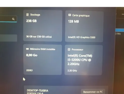 Pc portable i5 5 ème toshiba z30