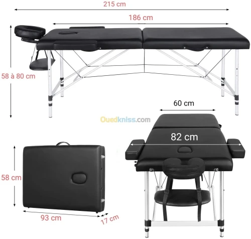TABLE DE MASSAGE EN ALUMINIUM 2 ZONE