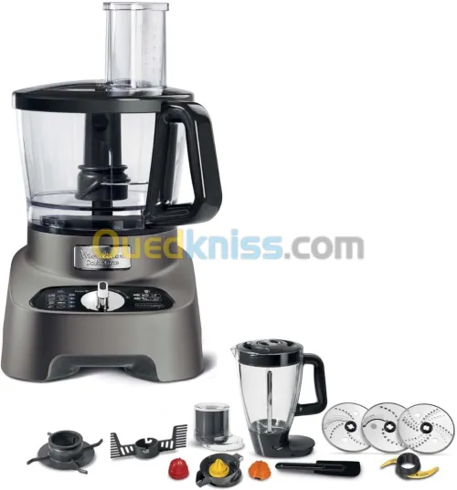 Moulinex Robot multifonction + 10 accessoires, Vitesse et force de rotation, Lames Titanium