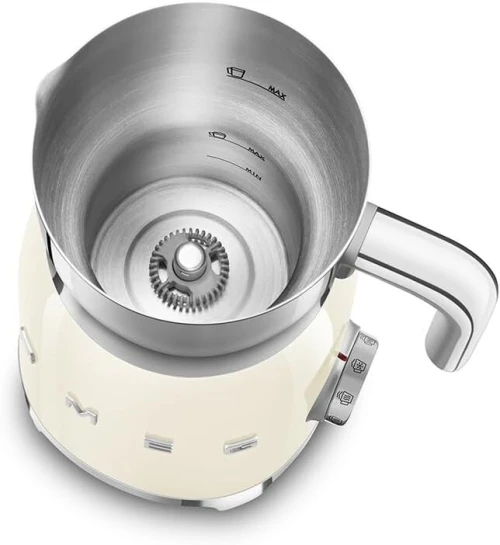 Mousseur à Lait Smeg Multifonction MFF11CREU, avec Carafe Amovible 600 ml, Bouchon Doseur Crème