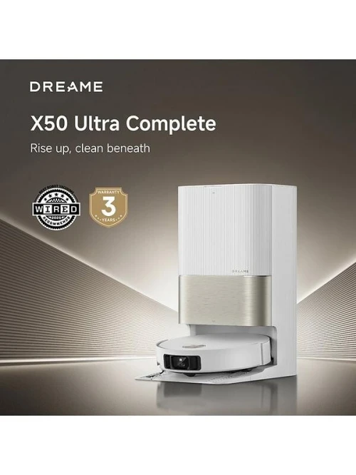 DREAME X50 Ultra Complete Robot Aspirateur Avec Station, 20000 Pa, 6 cm d'Escalade, 89 mm Fin, Brosse Latérale Extensible Et Serpillière, Nettoyage À 80C, Brosse Double et Brosses Latérales Amovibles