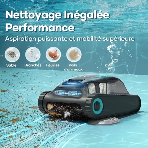 AIPER Scuba S1 Robot Piscine Fond et Parois, Ligne d'eau, Aspirateur Piscine sans Fil, 4 Modes, 150Min d'Autonomie, Escalader Les Murs, Navigation Intelligente 2.0, Idéal pour Piscines Enterrées 150m