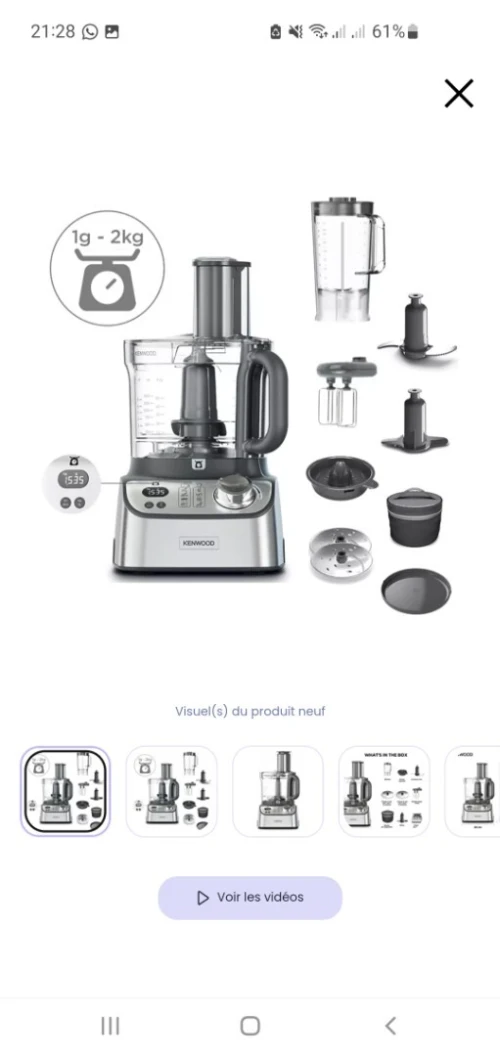 Kenwood MultiPro Express  ,  8 Accessoires, Balance Intégrée, Capacité 3L, 1000W,