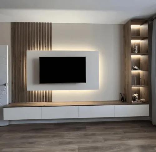 Montage meuble tv suspendu + habillage murale