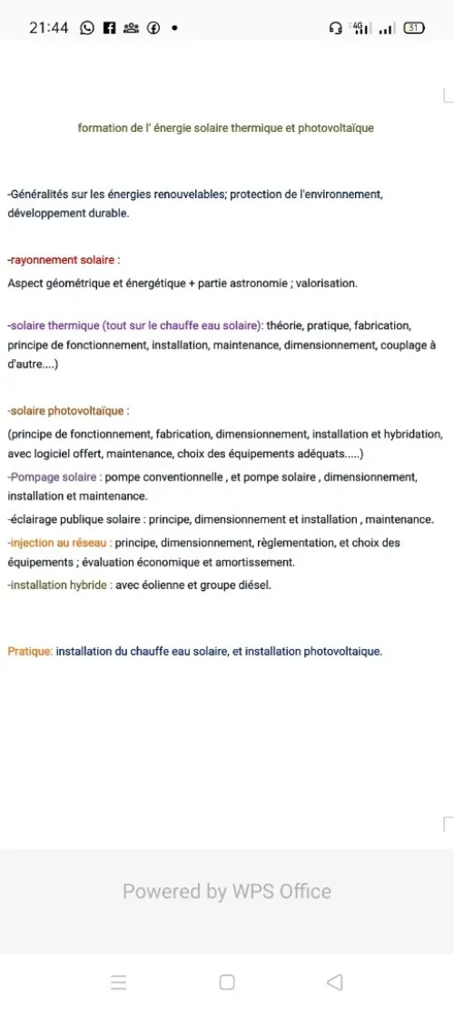 Formation sur l énergie renouvelable