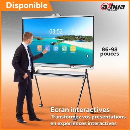 Écran Interactif Dahua 86" / 98" 4K UHD Tactile avec Caméra