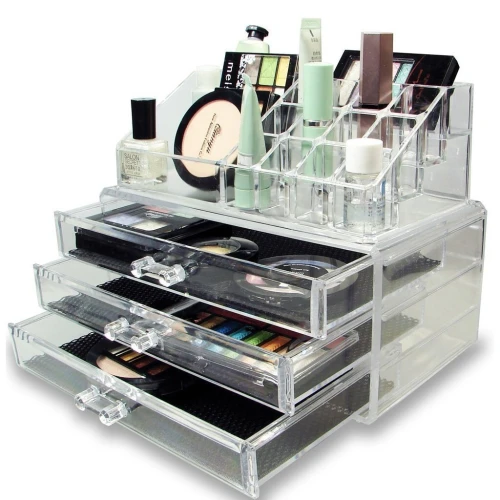 صندوق منظم المكياج و المجوهرات Boîte de rangement de maquillage acrylique avec 3 tiroirs