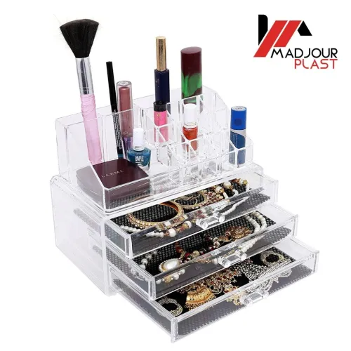 صندوق منظم المكياج و المجوهرات Boîte de rangement de maquillage acrylique avec 3 tiroirs