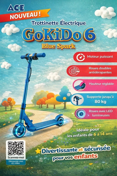 Trottinette Électrique GoKiDo 6 Blue Spark