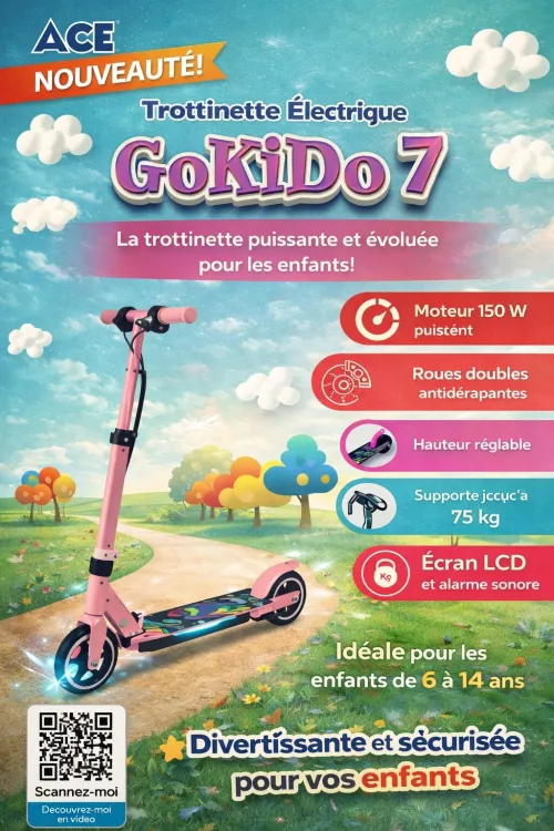 Trottinette Électrique GoKiDo 7  Puissance, Technologie et Sécurité Avancée