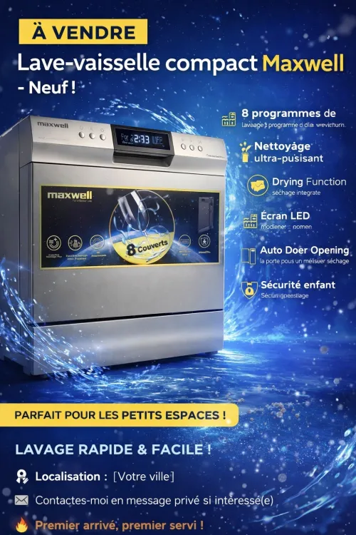 Lave-vaisselle compact Maxwell 8 couverts | Neuf !