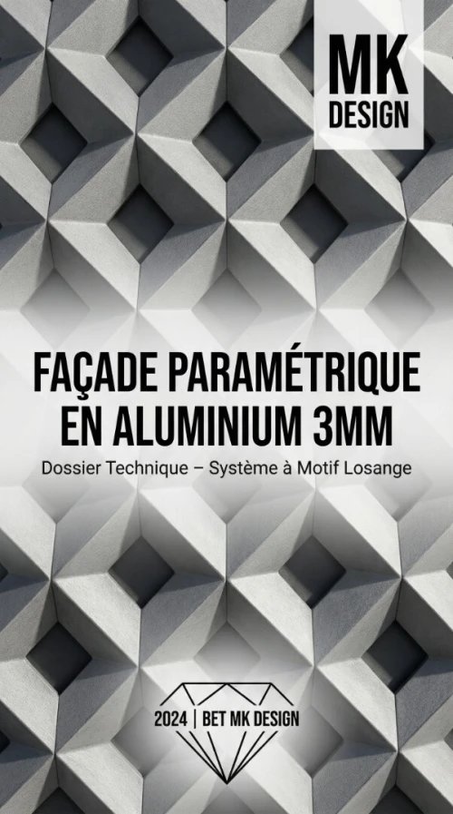 étude, Design et maitrise d'œuvre de réalisation de Façade Aluminium paramétrique