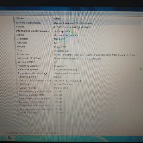 PC Laptop Accer a vendre.