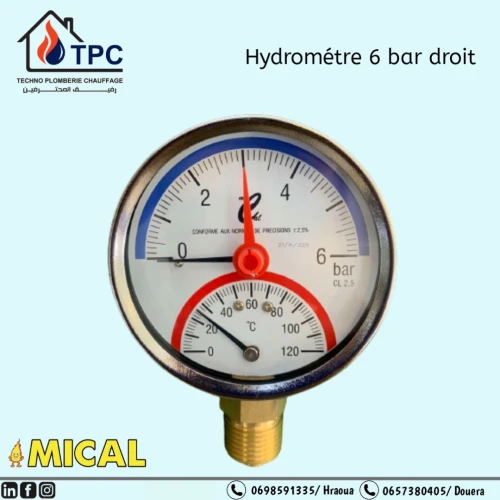 Hydromètre 6 bar 
