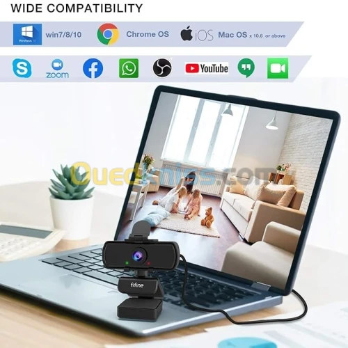 FIFINE K420 Webcam Full HD 1440p (2k) avec Microphone web cam , camera pc