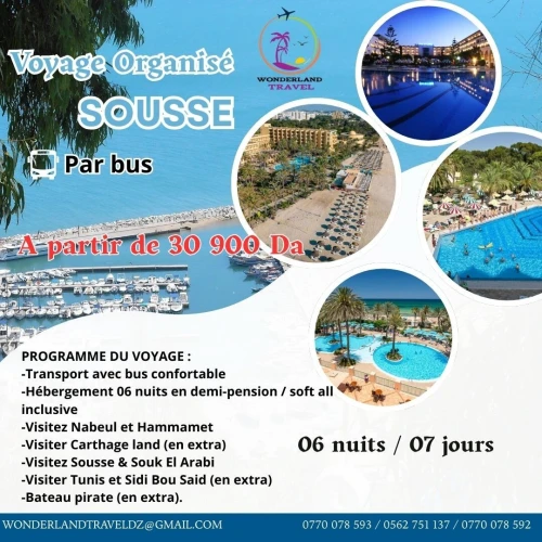 voyage organisé Sousse par bus