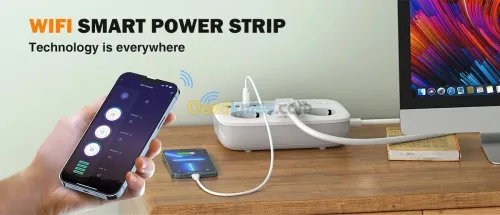 Multiprise SIYOTEAM SEW3452 Intelligente Wi-Fi À 3 Prises CA 5m 4ports USB 3AC PD QC3.0