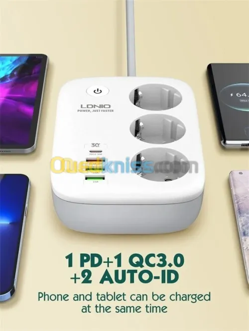 Multiprise SIYOTEAM SEW3452 Intelligente Wi-Fi À 3 Prises CA 5m 4ports USB 3AC PD QC3.0