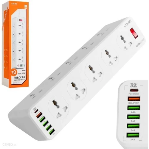 MULTI PRISE 10 SORTIE AVEC 5 USB/USB-C SIYOTEAM LDINO SC10610
