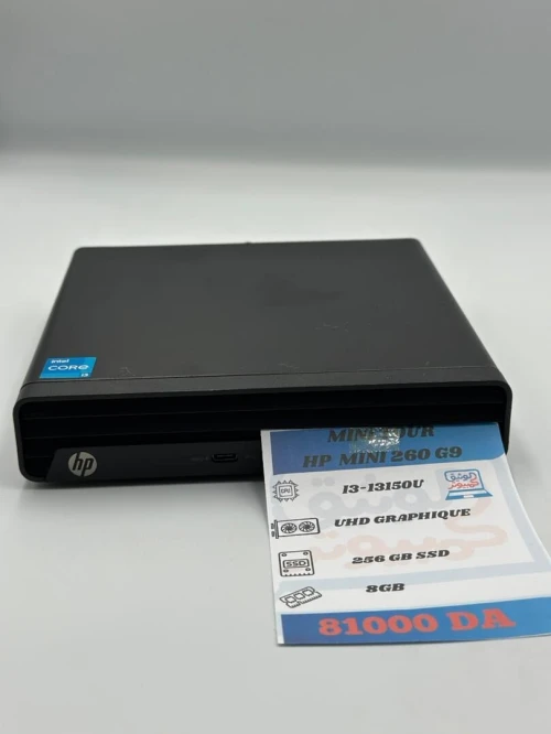 MINI TOUR HP PRO MINI 260 G9 I3-13150U / 256GB SSD / 8GB RAM / NEUF / AVEC CHARGEUR