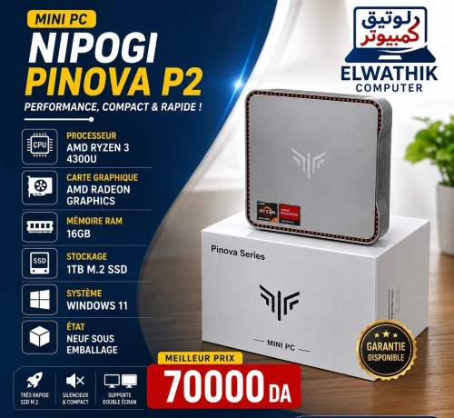 MINI TOUR  NIPOGI PINOVA P2 AMD RYZEN 3 4300U/AMD RADEON GRAPHICS/16GO/  1T M.2 SSD