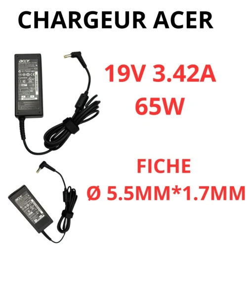 CHARGEUR ACER 1ER CHOIX 19V/3.42A / Ø 5.5MM*1.7MM