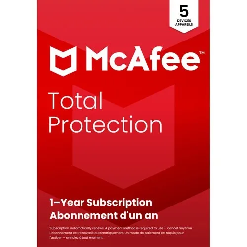 Antivirus MCAFEE original 4 clefs pour 4 appareils optimisé par l'intelligence artificielle