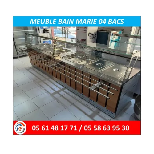 MEUBLE BAIN MARIE 04 BACS AVEC VITRE 